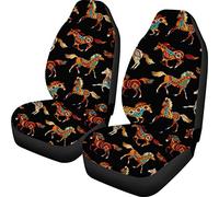 SEANATIVE Colorful Front Seat Covers 2 pc,Vehicle Seat Protector Car Mat Covers, Native Bear Pattern Car Seat Covers Fit Most Cars, Sedan, SUV, Van