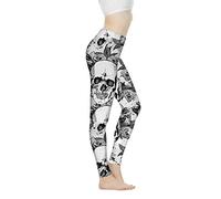 SEANATIVE Cool Sugar Skull Print Women's High Waisted Seamless Yoga Pants Athletic Sport Gym Balance Yoga Pants Workout LeggingsXXL