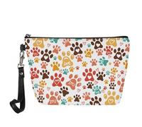 SEANATIVE Cosmetic Bag for Women, Waterproof Makeup Bags Portable Toiletry Pouch Travel Accessories Gifts, colorful dog paw, One Size