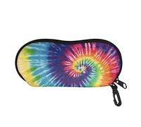 SEANATIVE Crushproof Women Eyeglasses Soft Case Waterproof Sunglasses Box Carabiner Spectacle Sleeve Pouch Rainbow Tie Dye Print