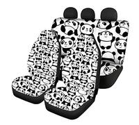 SEANATIVE Cute Cartoon Animal Panda Print Car Seat Covers 3 Packs Set of Auto Interior Seat Accessories for Vehicle Interior Protection Decor