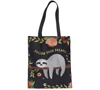 SEANATIVE Cute Cartoon Sloth Printed Eco Friendly Shopping Bags for Recycle Reusable Grocery-Bag Womens Canvas Totes-Follow Your Dreams