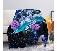 SEANATIVE Cute Dolphin Flower Print Super Soft Cozy Blanket Throw Winter Warm Throws Lightweight Thick Flannel Blankets for Women Girls