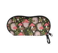SEANATIVE Cute Hedgehog Mushroom Print Sunglass Pouch Eyeglass Case Holder Lightweight Soft Glasses Protective Bag for Women Girls