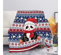 SEANATIVE Cute Panda Print Soft Fuzzy Plush Blanket Christmas Snowflake Knitted Stripe Lightweight Throw Blanket Sofa Couch Bed
