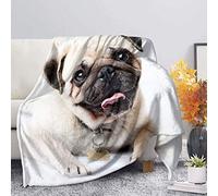 SEANATIVE Cute Pug Dog Print Flannel Blanket for Fall Winter Spring All Season Warm Fuzzy Extra Soft Throw Kids Adult-2XL