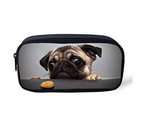 SEANATIVE Cute Pug Pattern Canvas Pencil Case Pouch Office Desk Pen Case for Student Kids Women