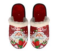 SEANATIVE Cute Slippers for Men Women Novelty Holiday Slippers Christmas Santa Claus Print Soft Plush House Slippers to Keep Warm in Winter