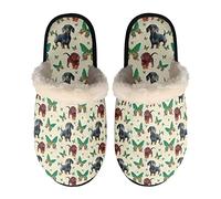 SEANATIVE Dachshund Dog Pet Print Unisex Kids House Slipper Cozy Breathable Plush Fuzzy Slipper Butterfly Design Winter Indoor Slippers