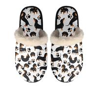 SEANATIVE Dachshund Dog Print Fuzzy Slippers Winter Warm Indoor Plush House Slipper Non Slip Soft Cushion Slippers for Women Girls