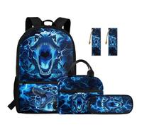 SEANATIVE Dinosaur Kids Backpack Set 5 Pcs for Boys Lightweight Breathable School Bag with Lunch Bag, Pencil Case and Bookmarks Cool School Backpack for 9-12 Years Old