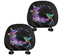 SEANATIVE Elegant Hummingbird Floral Car Seat Headrest Decorative Cover Set of 2 for Women Car Truck SUV Van Seat Headrest Protector