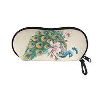 SEANATIVE Elegant Peacock Print Glasses Pouch Durable Eyeglasses Bag Spectacle Case for Women Girls