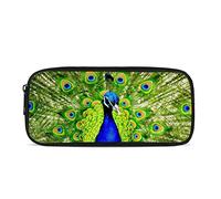 SEANATIVE Elegant Peacock Print Pencil Bag Pen Holder Office Organizer Cases Portable Pencil Pouch for Teen Girls Kids