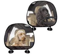 SEANATIVE English Cocker Spaniel Design Funny Headrest Covers for Car 2PCS Bucket Seat Headrest Cushion Pad Universal Fit Most Vehicle