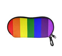 SEANATIVE Eyeglasses Case Soft Zipper Sunglasses Pouch Rainbow Stripe Print Stylish Portable Travel Glasses Case Bag