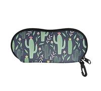 SEANATIVE Eyeglasses Case Zipper Spectacle Box Dustproof Cactus Flower Glasses Case with Carabiner