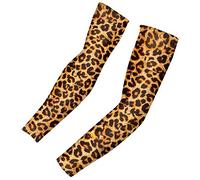 SEANATIVE Fashion Leopard Animal Skin Print Brown Arm Sleeves for Women 2 Packs Cooling Compression Athletic Arm Cover Set-XL