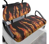 SEANATIVE Fire Print Golf Cart Seat Covers Universal 2 Pack Golf Cart Seat Protector with Nonskid Bottom Fits for Most Club Car and More 2 Person Seats Golf Carts