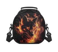 SEANATIVE Fire Wolf Lunch Bag Insulated Lunch Bags for Women, Thermal Food Tote Bags for Kids Girls Ladies, Cool Box Water-Resistant Thermal Leak-Proof Food Organizer for Work, School, Picnic