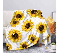 SEANATIVE Flannel Fleece Throw Blanket for Sofa Couch Super Soft Printed Decorative Throw Warm Cozy Lightweight All-Season Blanket,Sunflowers Pattern-L