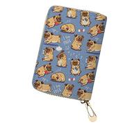 SEANATIVE Foolish Pug Pattern Women Slim Leather Credit Card Holder with 18 Card Slots Women Children Coin Pouch