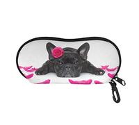 SEANATIVE French Bulldog Print Cute Eyeglass Case with Belt Clip Zipper Sunglass Bag for Kids Girls Women Men