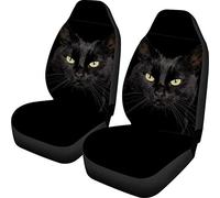 SEANATIVE Front Bucket Seat Cover Black Cat Print Seat Protector Case Hight Back Seat Cover 2 Set
