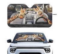 SEANATIVE Funny Giraffe Folding Car Windshield Sunshade Sun Shade Cover for Women Men Auto Blocks UV Rays Sun Visor Heat Protector for Front Window Car Accessories, Easy Installation