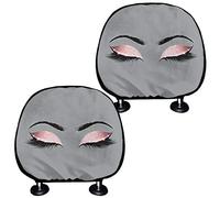 SEANATIVE Funny Headrest Cover Beauty Eyes Design Car Bucket Seat Headrest Cushion Pad for SUV, Head Rest Protector Covers Set