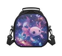 SEANATIVE Galaxy Axolotl Lunch Box Kids Reusable Lunch Bag with Strap Long Lasting Insulated Mini Cooler Tough & Spacious Cooler Bag Bento Boxes