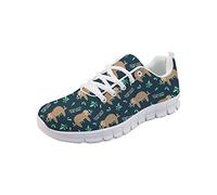 SEANATIVE Girls Women Flat Running Shoes Jogging Sneaker with Cute Sloth Pattern Hiking Sport Shoes Size 38