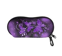 SEANATIVE Glasses Case Holder for Women Purple Butterfly Print Eyeglasses Carrying Pouch Portable Cosmetic Bag