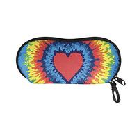 SEANATIVE Glasses Case with Belt Clip Sunglasses Storage Protector Ultra Light Portable Reading Glasses Swimming Glasses Pouch Box Heart Rainbow Tie Dye Print