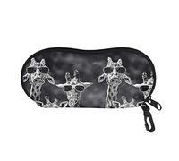 SEANATIVE Grey Giraffe Print Eyeglass Bag Case with Belt Clip Durable Portable Hard Shell Sunglasses Pouch for Women Men