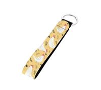 SEANATIVE Hand Wrist Lanyard Key Chain Holder, Cute Chicken Flower Wristlet Strap Keychain Short Keychain Lanyard for Car Key