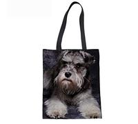 SEANATIVE Handy Canvas Shoulder Bag Cross Body Bag Fashion Grey Schnauzer Pattern Handbag for Women Men