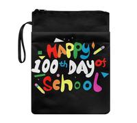 SEANATIVE Happy Days of School Book Carrier, Book Protector Pouch with Zipper Pocket and Handle for Kids Girls Boys Paperback Cover Sleeve