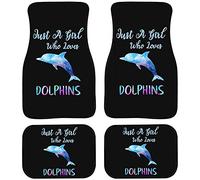 SEANATIVE Heavy Duty Car Floor Mats,4 Pieces Front&Rear Carpets with Cute Cartoon Dolphin Design,Non-Slip Auto Interior Rugs Universal Fit