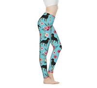 SEANATIVE High Waisted Long Yoga Pants for Womens Cute Rottweiler Flower Print Outdoor Athletic Sport Gym Yoga PantsL