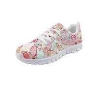 SEANATIVE Hiking Running Shock Absorbing Running Shoes Flat Sneaker for Women Pink Butterfly Design Size 38