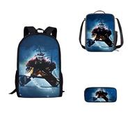 SEANATIVE Ice Hockey Backpack 3 Piece Set with Luncg Bag and Pencil Case Boys 17 Inch Casual Daypack High School Bag College School Book Bag for Teens