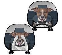 SEANATIVE Jack Russell Terrier 3D Printing Funny Headrest Cushion Pad for Car Interior Headrest Protector,Universal Auto Seat Accessories Head Rest Covers