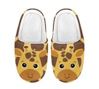 SEANATIVE Kids Cute Slippers for Girls Boys Cartoon Giraffe Print Ultra Soft Warm Plush Winter Slippers Indoor Outdoor Non-slip House Shoes
