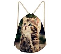 SEANATIVE Kids Gym Bag Drawstring,Animal Kitten Cat Portable Sport Gym Sack,Children's Boy Girl Sport Backpack