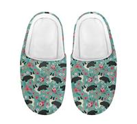 SEANATIVE Kids Slippers Cute Border Collie Print Winter Warm Fuzzy House Slipper with Non-slip Rubber Sole Comfort Slip-on Slipper Size 9-10