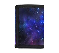 SEANATIVE Kids Wallet for Girls Boys Blue Starry Sky Print RFID Blocking Trifolded Mini Purse Durable Card Holder Case