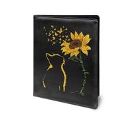 SEANATIVE Kitten Cat Print Leather Portfolio Padfolio Folder Organizer Sunflower Legal Document Sleeve for Resume Interview Meeting