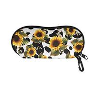 SEANATIVE Lightweight Eyeglass Case Cow Sunflower Camo Pattern Sunglass Handbag Zipper Pouch with Belt Clip
