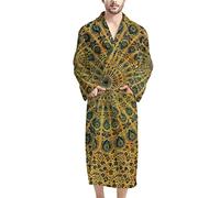 SEANATIVE Men Long Sleeve Hippy Tie Dye Bathrobe Towel Soft Lounge Wear Sleepwear Warm Gown Spa Robe